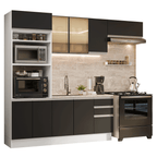 Armário de Cozinha Completa 270 cm Branco/Preto Glamy Madesa 18