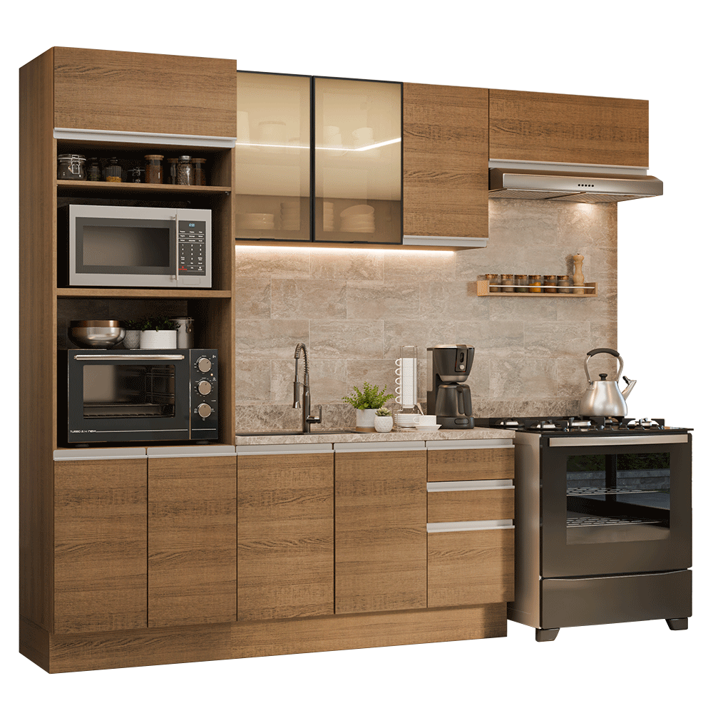 Armário de Cozinha Completa 270 cm Rustic Glamy Madesa 18