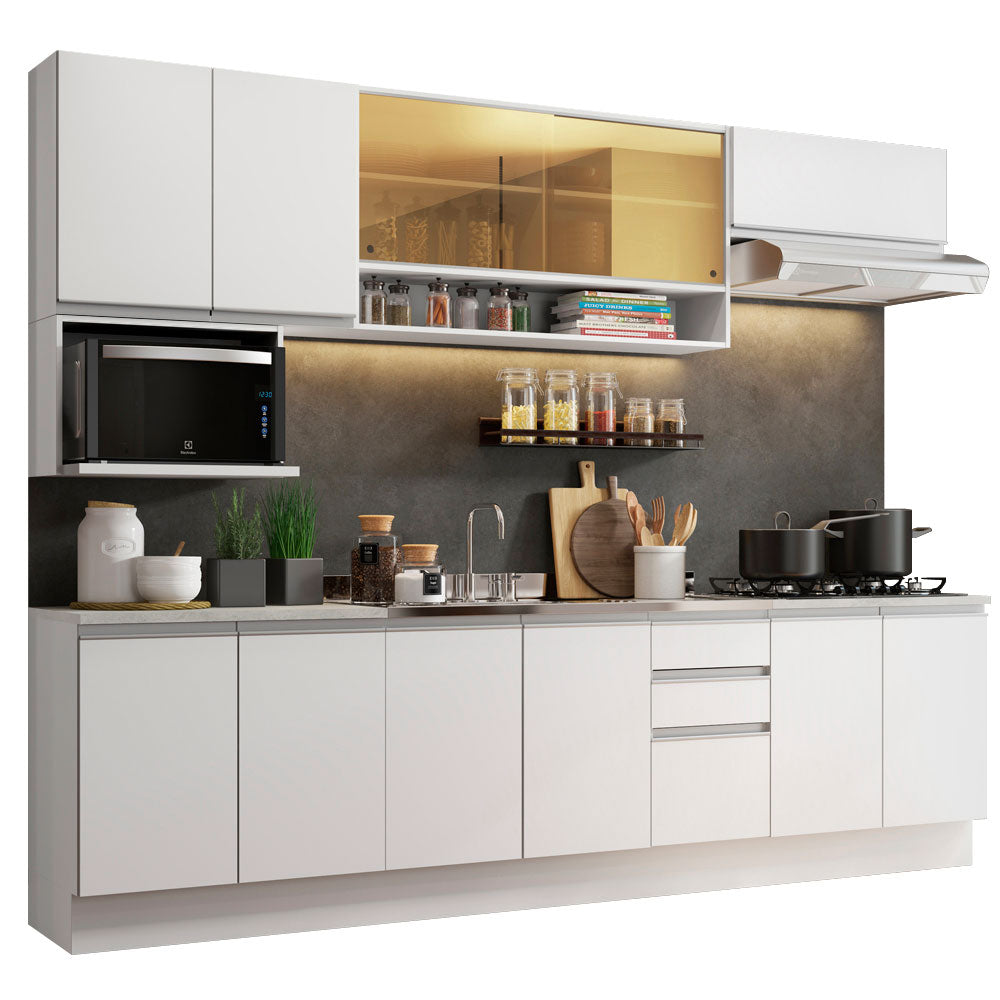 Armário de Cozinha Completa 280cm Branco Genova Madesa 04