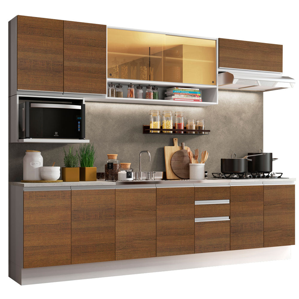 Armário de Cozinha Completa 280cm Branco/Rustic Genova Madesa 04
