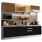 Armário de Cozinha Completa 280cm Branco/Preto/Rustic Genova Madesa 04