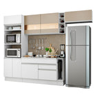 Armário de Cozinha Completa 290cm Branco/Branco/Crema Safira Madesa 03