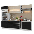 Armário de Cozinha Completa 290cm Branco/Preto/Crema Vicenza Madesa 06