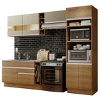 Armário de Cozinha Completa 290cm Rustic/Rustic/Crema Cristal Madesa 09