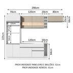 Armário de Cozinha Completa 290cm Branco/Branco/Crema Safira Madesa 13