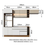 Armário de Cozinha Completa 290cm Rustic/Branco/Crema Safira Madesa 13