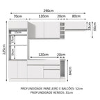 Armário de Cozinha Completa 290cm Branco Safira Madesa 14