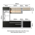 Armário de Cozinha Completa 290cm Branco/Preto/Crema Vicenza Madesa 15