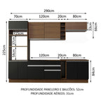 Armário de Cozinha Completa 290cm Rustic/Preto Vicenza Madesa 16