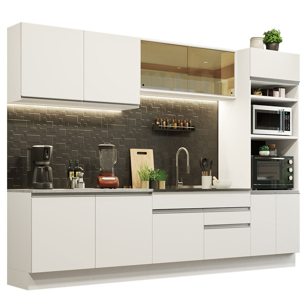 Armário de Cozinha Completa 310cm Branco Glamy Madesa 01