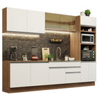 Armário de Cozinha Completa 310cm Rustic Branco Glamy Madesa 01