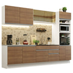 Armário de Cozinha Completa 310cm Branco Rustic Glamy Madesa 01