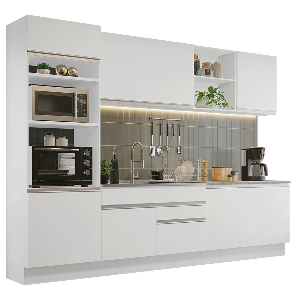 Armário de Cozinha Completa 310cm Branco Glamy Madesa 02