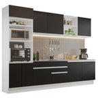 Armário de Cozinha Completa 310cm Branco/Preto Glamy Madesa 02