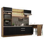 Armário de Cozinha Completa 315cm Rustic/Preto Glamy Madesa 01