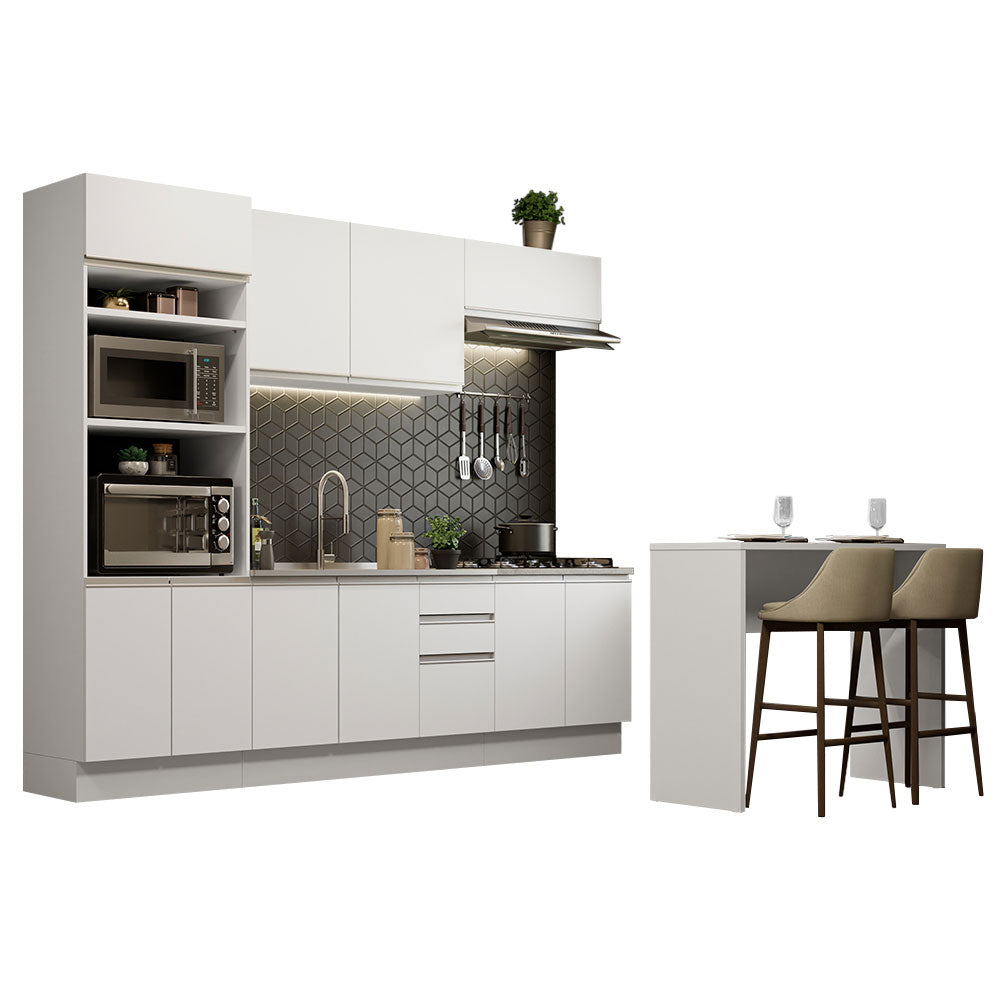 Armário de Cozinha Completa 315cm Branco Glamy Madesa 02