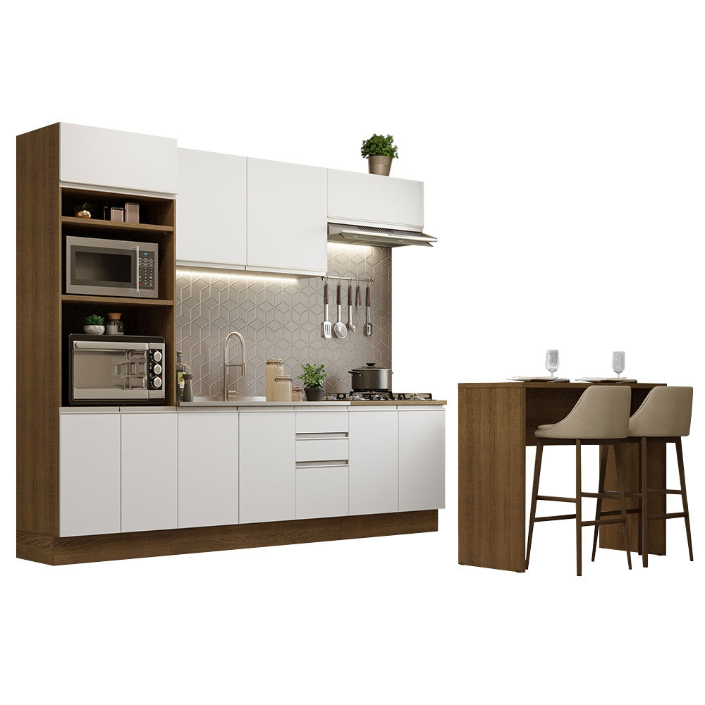 Armário de Cozinha Completa 315cm Rustic/Branco Glamy Madesa 02