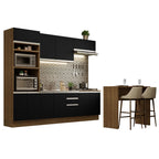 Armário de Cozinha Completa 315cm Rustic/Preto Glamy Madesa 02