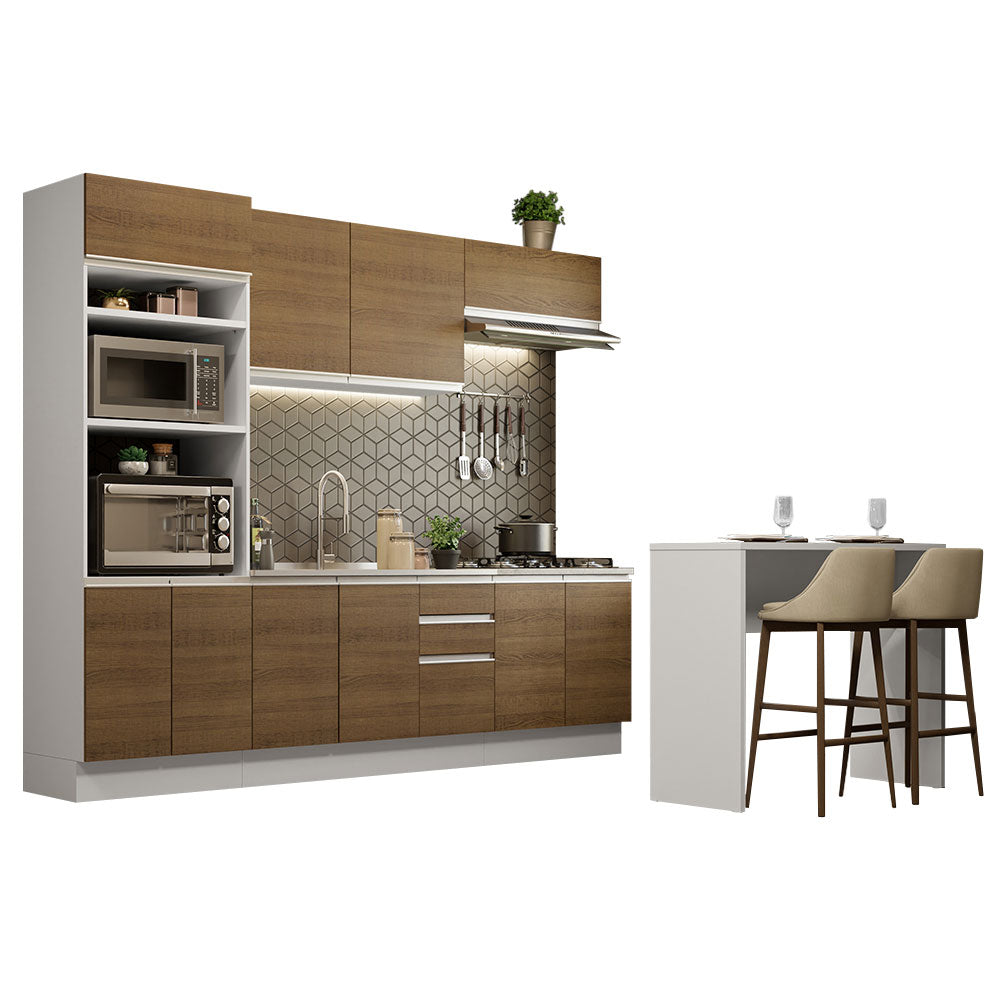 Armário de Cozinha Completa 315cm Branco/Rustic Glamy Madesa 02