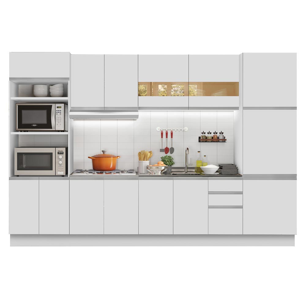 Armário de Cozinha Completa 330cm Branco Olimpia Madesa 02