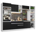 Armário de Cozinha Completa 330cm Branco/Preto Glamy Madesa 03