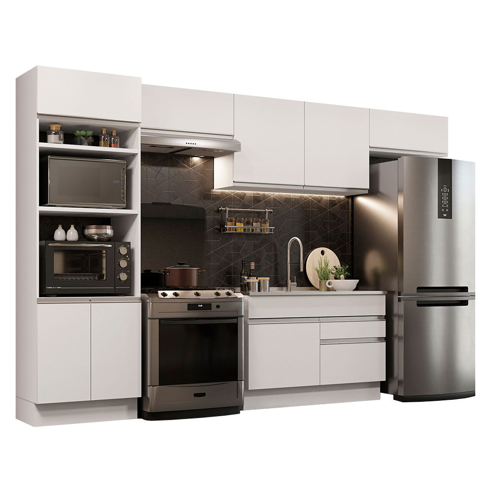 Armário de Cozinha Completa 350cm Branco Glamy Madesa 01