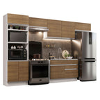 Armário de Cozinha Completa 350cm Branco/Rustic Glamy Madesa 01