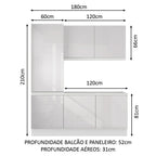 Kit Área De Serviço Madesa Acordes 100% MDF com Armário e Balcão Portas Branco Brilho