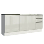 Kit com 2 Balcões de Cozinha Madesa Acordes 100% MDF (Sem Tampo e Pia) Frentes Branco Brilho