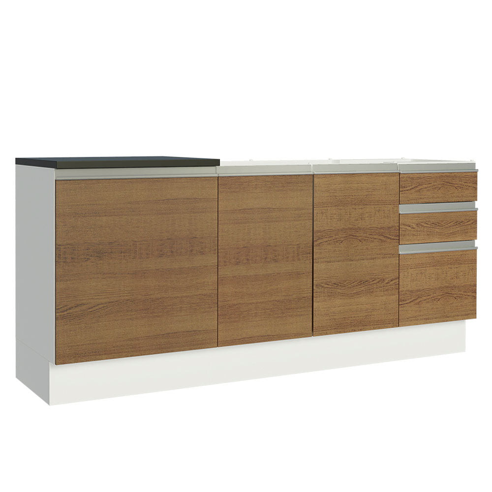 Kit com 2 Balcões de Cozinha Madesa Acordes 100% MDF (Sem Tampo e Pia) Branco/Rustic
