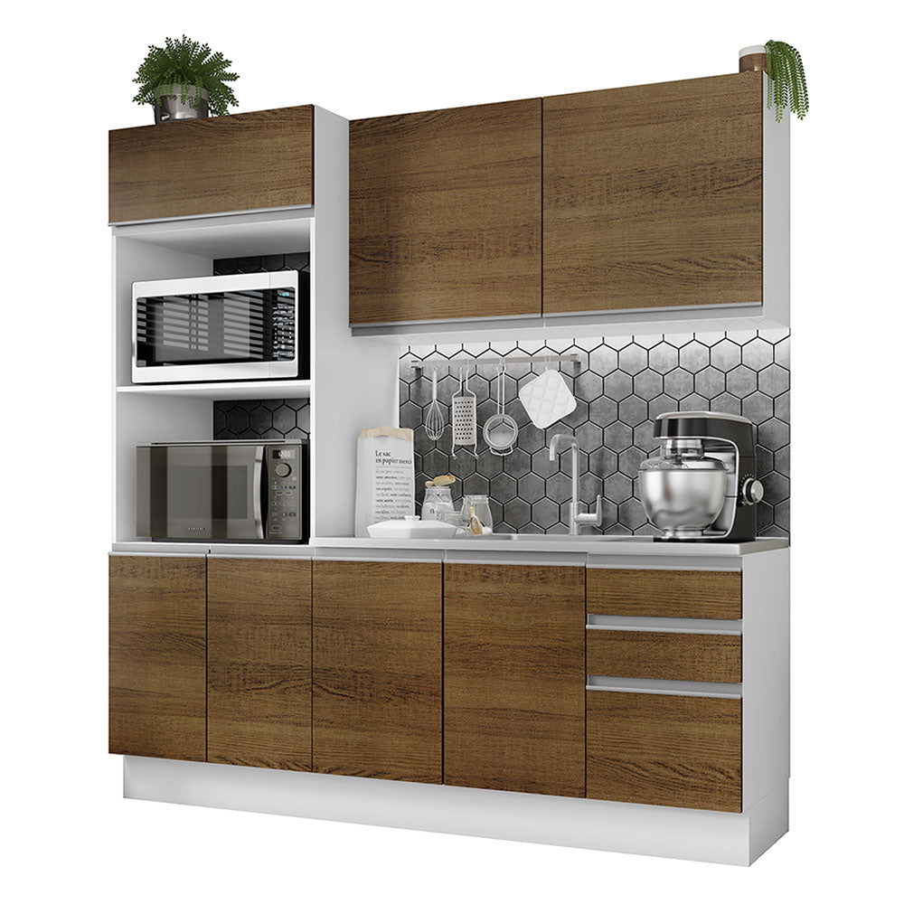 Armário de Cozinha Compacta 100% MDF 190cm Branco/Rustic Acordes Madesa 01