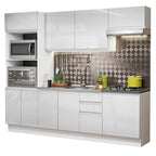Armário de Cozinha Completa 100% MDF 250cm Frentes Branco Brilho Acordes Madesa 03