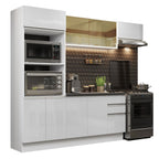 Armário de Cozinha Completa 100% MDF 250cm Frentes Branco Brilho Acordes Madesa 04