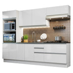 Armário de Cozinha Completa 100% MDF 270cm Frentes Branco Brilho Acordes Madesa 06