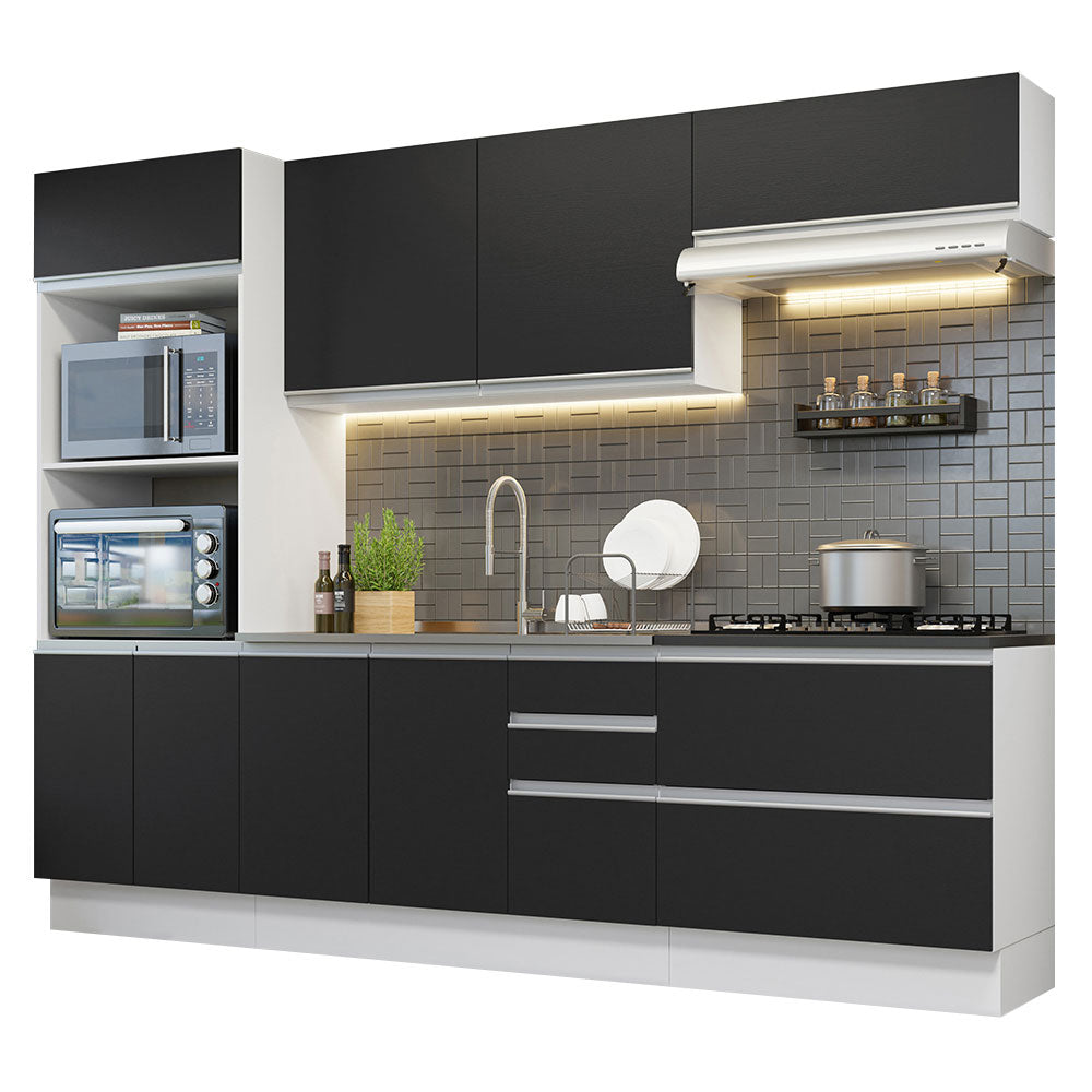 Armário de Cozinha Completa 100% MDF 270cm Branco/Preto Acordes Madesa 06