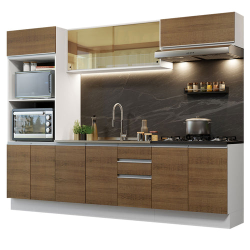 Armário de Cozinha Completa 100% MDF 270cm Branco/Rustic Acordes Madesa 07