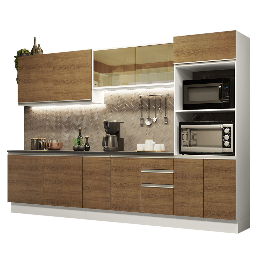 Armário de Cozinha Completa 100% MDF 310cm Branco/Rustic Acordes Madesa 01