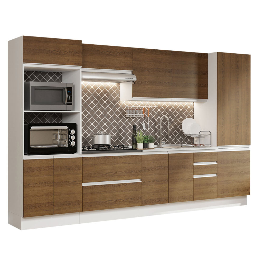 Armário de Cozinha Completa 100% MDF 330cm Branco/Rustic Acordes Madesa 05