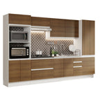 Armário de Cozinha Completa 100% MDF 330cm Branco/Rustic Acordes Madesa 05