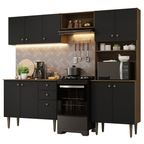 Armário de Cozinha Compacta 235cm Rustic/Preto Gourmet Madesa 01
