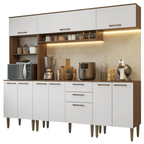 Armário de Cozinha Completa 225 cm Rustic/Branco Lille Madesa 01