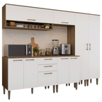 Armário de Cozinha Completa 245 cm Rustic/Branco Lille Madesa 01