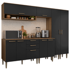 Armário de Cozinha Completa 245 cm Rustic/Preto Lille Madesa 01
