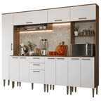 Armário de Cozinha Completa 265 cm Rustic/Branco Lille Madesa 01