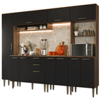 Armário de Cozinha Completa 265 cm Rustic/Preto Lille Madesa 01
