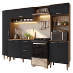 Armário de Cozinha Completa 265 cm Rustic/Preto Lille Madesa 02