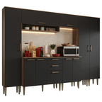 Armário de Cozinha Completa 285 cm Rustic/Preto Lille Madesa 01