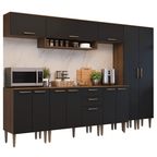 Armário de Cozinha Completa 305 cm Rustic/Preto Lille Madesa 01