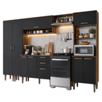 Armário de Cozinha Completa 305 cm Rustic/Preto Lille Madesa 02