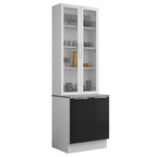 Kit Balcão + Cristaleira 70 x 60 cm Branco/Preto Lux Madesa 01